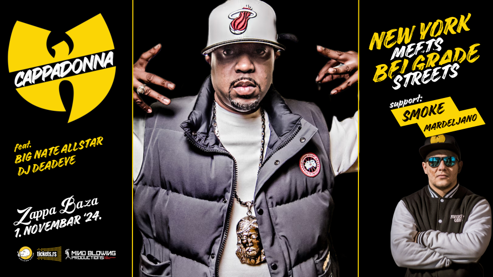 CAPPADONNA (WU-TANG CLAN) U BEOGRADU 1. NOVEMBRA DOMAĆIN: SMOKE MARDELJANO