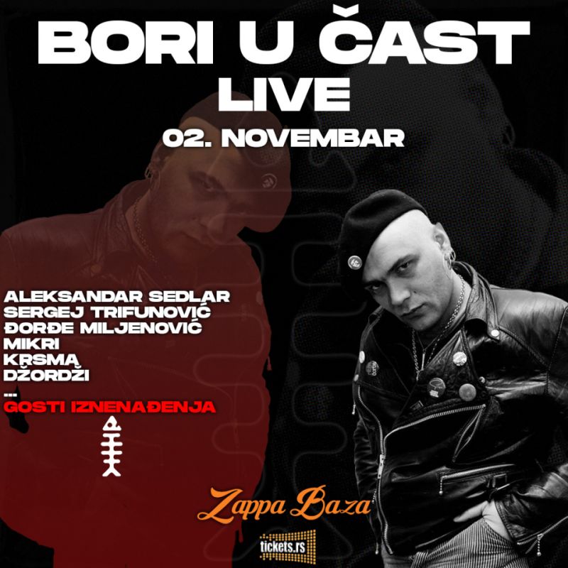 BORI U ČAST – Koncert u Zappa bazi 2.novembra u 21.00